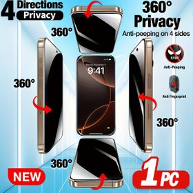 Resim 360° Gizlilik Ekran Koruyucu, 4 Yönlü Tam Kapsama -Casus Temperli Cam iPhone 17 Pro Max / 16 Pro Max/16 Plus/16e/15 Pro Max/14 Plus/13 Pro Max/12/11/XS Max Serileri için, Sol Sağ Üst Alt 360 Derece Her Tarafta Koruma. Face ID Uyumlu, Çizilmeye Karşı Dayanıklı Sadece Sen Net Görebiliyoruz Yan veya Arkadaki Bakışlar Engellenir 