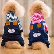 Resim Evcil Köpek Kapşonlu, Kış Sıcaklığı, 4 Bacak Dönüşümü, Teddy Bulldog Kıyafeti, Örgü Polyester, Düğme Kapatma, Orta/Büyük/Küçük Irklar 
