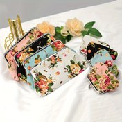 Resim 2 Adet Kadınlar İçin Vintage Çiçek Desenli Bozuk Para Cüzdanı, Push Lock Kapatmalı Zarf Çanta, Polyester Astarlı, Elde Yıkanabilir, Bozuk Para Cebi ile - Gül Baskılı Hafif Ruj ve Kartlık Seti 