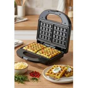 Resim KSM-2412W Yapışmaz Kaplama Plakalı Paslanmaz Çelik Kapaklı Waffle Makinesi 