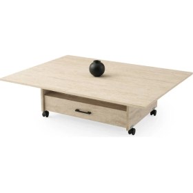 Resim Evistro Akıllı Sihirli Laptop Sehpa Yemek Masası Sehpa 2 Çekmeceli Mermer Desen Retro Gümüş 