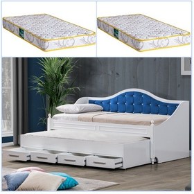 Resim Yavrulu Yatak, Eymen Mavi Yavrulu Karyola + 2 Comfort Yatak 