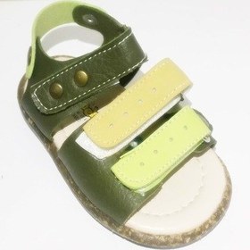 Resim Şirin Bebe 3 Cırtlı Ortopedik Erkek Çocuk Sandalet Yeşil Beyaz -19 Haki 