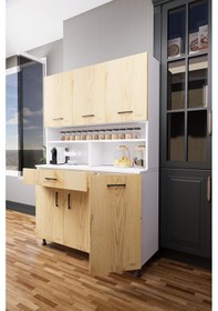 Resim Mirobi Zimbal Çok Bölmeli Dekoratif Mutfak Dolabı Beyaz-rivoli Atlantik Çam Beyaz 