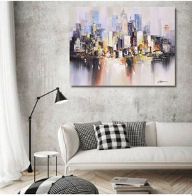 Resim Deniz Soyut El Yapımı Yağlı Boya Tablo 115x90cm 