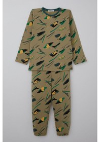 Resim Breeze Erkek Çocuk Pijama Takımı Uykucu Fırça 4-8 Yaş, Haki Yeşil Haki Yeşil 