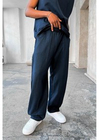 Resim Lacivert Cozy Premium Pileli Baggy Eşofman Lacivert 