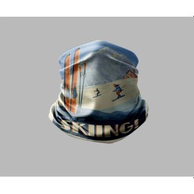 Resim Kayak & Dağ Tasarımlı Motorcu Buff Maske Outdoor Boyunluk Unisex Bandana Siyah 