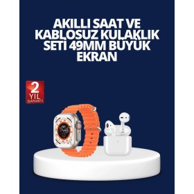 Resim Beruflic Watch 9 Max Akıllı Saat ve Kablosuz Kulaklık Seti 2 Kordonlu Sesli Görüşme Özellikli 