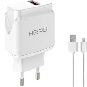 Resim Hepu 2.1A Şarj Adaptör – USB Çıkışlı, Microusb Kablo Dahil 