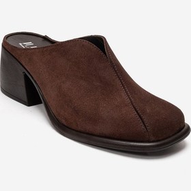 Resim Luvishoes Ardent Kahverengi Süet Hakiki Deri Önü Kapalı Kadın Kalın Topuklu Terlik 