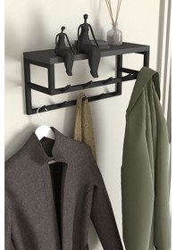 Resim Aju Raflı Duvar Askılığı Portmanto Modern Metal Askılık Hol Koridor Mutfak Banyo Havlu Elbise Askısı Antrasit 