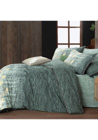 Resim Birdie King Size Battal Boy %100 Pamuk Flanel Pazen Nevresim Takımı Yeşil Yeşil 