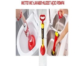 Resim Wetto Wc Lavabo Klozet Açıcı Pompa Kırmızı ve Sarı Renkli 