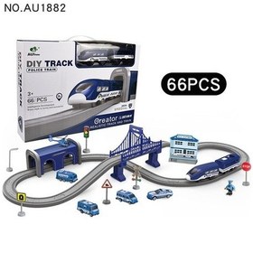 Resim Huiding Up Dıy Demiryolu Araba Bulmaca Monte Yapı Taşı Parça Manyetik Tren Tema Setı-66pcs Mühendislik Parça Kırmızı 