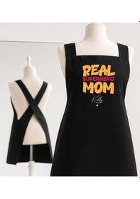 Resim Bk Gift Kişiye Özel Anneler Günü Tasarımlı Çapraz Askılı Siyah Mutfak Önlüğü - 1, Aşçı Önlüğü, Şef Önlüğü, Anneye Hediye Kobitmeyencom35889 Bk Gift Renkli 