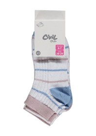 Resim Civil Girls Derbili Çizgili 3'lü 2-12 Yaş Kız Çocuk Patik Çorap - Standart 