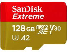 Resim SanDisk Extreme 128GB 190/90MB/s microSDXC UHS-1 A2 SDSQXAA-128G-GN6MN Hafıza Kartı Kırmızı 