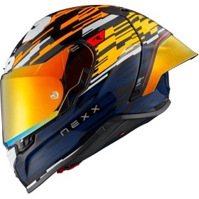 Resim Nexx X.R3R Glıtch Racer Karbon Turuncu-Mavi Kask 
