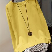 Resim İlkbahar ve Sonbahar için Uzun Kollu Rahat Yaka Sweatshirt, Çizgili Baskılı 2'li Sweatshirt, Kadın Giyim 