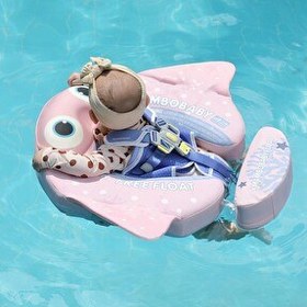 Resim Mambobaby Pembe Vatoz - Emniyetli Gölgelikli Ve Ayak Destekli Bebek Yüzme Simidi 