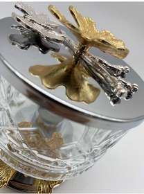 Resim 3'lü Ayaklı Gümüş Timeless Cam Magnolia Kasesi Çerez Tatlı Kasesi 