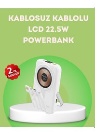 Resim Lcd Göstergeli Manyetik Powerbank Type C Usb Girişli renkli 