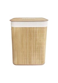 Resim Dekoratif Kulplu Bambu Katlanır Çamaşır Sepeti 40x30x60cm Naturel 72lt Çok Renkli 