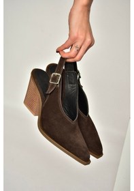 Resim Fox Shoes U654304102 Kahverengi Hakiki Deri Süet Western Topuklu Ayakkabı Kahverengi 