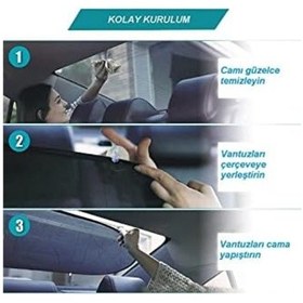 Resim Araba Oto Arka Cam İçin Vantuzlu Güneşlik Perde Araç Perdesi Araç Arka Cam Vantuzlu Perde 100x50cm 