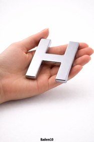 Resim Badem10 Yapışkanlı H Harfi 8,5 cm Parlak Krom Kapı Oda ve Posta Kutusu İçin Şık ve Dayanıklı Dekoratif Harf 