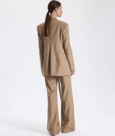 Resim Karamel Tonlu Kruvaze Blazer Ceket - Açık Bej / XL 