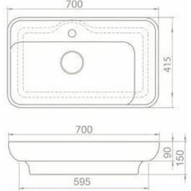 Resim Turkuaz Seramik Cerastyle Lal 70 x 42 CM Tezgah Üstü Çanak Lavabo 