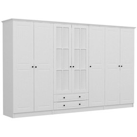 Resim Kale 7 Mebran Kapaklı 2ç Taçlı Dolap - Beyaz 210cm Beyaz 