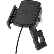 Resim Shineyee 15w Kablosuz Şarjlı 360 Dönebilen Motosiklet Telefon Tutucu - 3.5-6.5 İnç Telefonlar İçin Hızlı Şarj Özellikli Siyah 