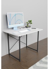 Resim Metal Ayaklı Çalışma Masası Ofis Masası Beyaz 60 x 90 CM Beyaz 