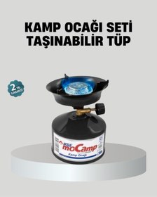 Resim Taşınabilir Kamp Ocağı Seti Pişirme Alanı Ayarlanabilir Alev 