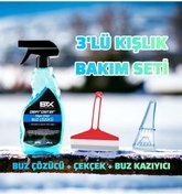 Resim Betax 3’lü Kışlık Araç Bakım Seti Buz Çözücü Sprey & Buz Kazıyıcı & Çekçek 
