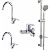 Resim Elmina Armatür Mutfak Lavabo Banyo Alo Sürgülü Duş 4'lü Set 