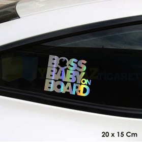 Resim yılmazetic Arabada Patron Bebek Var Hologram Oto Sticker Cam Araba Yapıştırma Çıkartma Aksesuar Etiket 20x15 Cm 