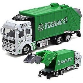 Resim Jessieyou Mall 1:32 Bahçe Kamyon Oyuncak Araba Çocuk Juguete Eğitim Temiz Çöp Araba Erkek Doğum Günü Için Yeşil 