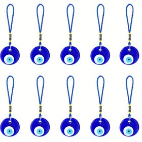 Resim 10-20 adet Mavi Kötü Göz Cam Asma Şansları - Türk Yunan Amuleti Araba Süsleri Siyah Kordon ile İyi Şans, Koruma ve Şık Dekor için, Araba Asma Şansları, El Yapımı Örgü Malzeme 