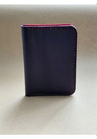 Resim Luna Luster Hadiki Deri Mnimal Avuçiçi Tasarım Unisex Cüzdan Kartlık Mor Kırmızı Açık Mor 