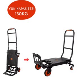 Resim Fujika Yeni Nesil 4 Tekerlek Profesyonel 130KG Taşıma Kapasite Katlanır El Arabası Koli Yük Eşya Paket 