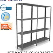 Resim Mekoraf 31 X 93 2 Metre 4 Katlı 2 Ünite Raf Sistemi 