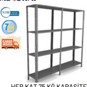 Resim Mekoraf 31 X 93 2 Metre 4 Katlı 2 Ünite Raf Sistemi 