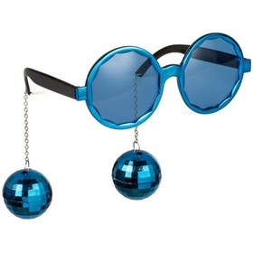 Resim Mavi Renk Disko Toplu Küpeli Parlak Yılbaşı Parti Gözlüğü 