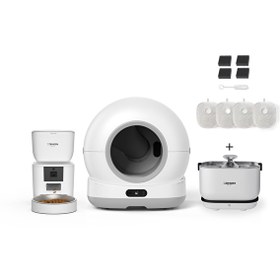 Resim Xenon Smart Akıllı Kameralı Kedi Tuvaleti Çelik Kaseli 4 LT Mama Kabı Akıllı Su Pınarı ve Filtre 4'lü Pet Seti 