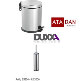 Resim Duxxa Pedallı 5 Lt Çöp Kovası 304 Paslanmaz+Duxxa Roll Wc Fırçalık 304 Paslanmaz 