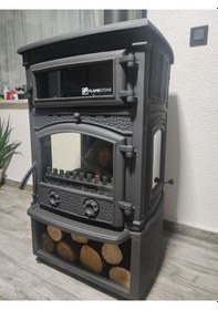 Resim Sirius Maxi Style 3 Camlı Kuzineli Odunluklu Döküm Soba 